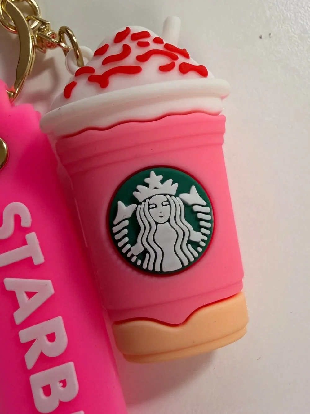 Starbucks Pink Frappuccino Keychain with Charms